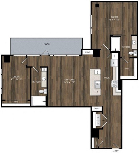 Portland Astoria Apartments in Portland, Oregon B7 Floor Plan